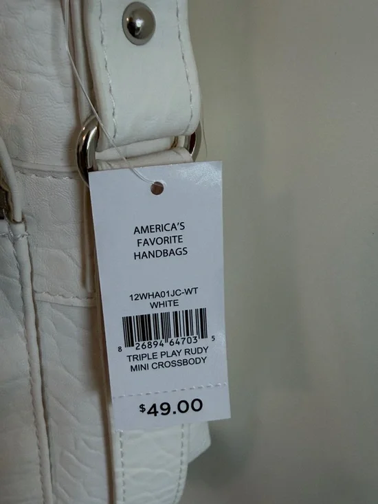 Rossetti Women's White Crossbody HandBag Purse with Front Pockets - Picture 5 of 10